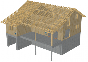 image Maison Bois + charpente traditionnelle sur sous-sol