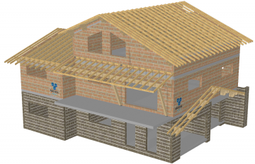 image Charpente traditionnelle + caisson de toiture pour maison en maçonnerie